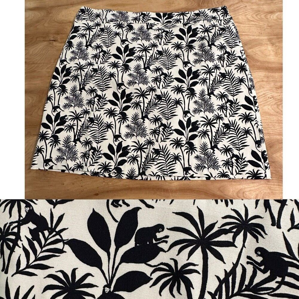 Talbots Skirt Womens 18  Floral Flower Jungle Tropical Monkey Straight
